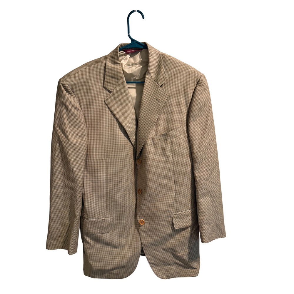 Samuelsohn Mens Blazer Jacket 41‎ Regular Super 110s Wool Houndstooth Made Italy